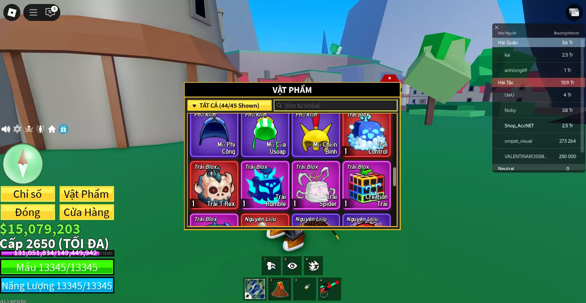Godhuman + T-Rex, Control Rương + Max level(2650) +  Hơn 15M Beli