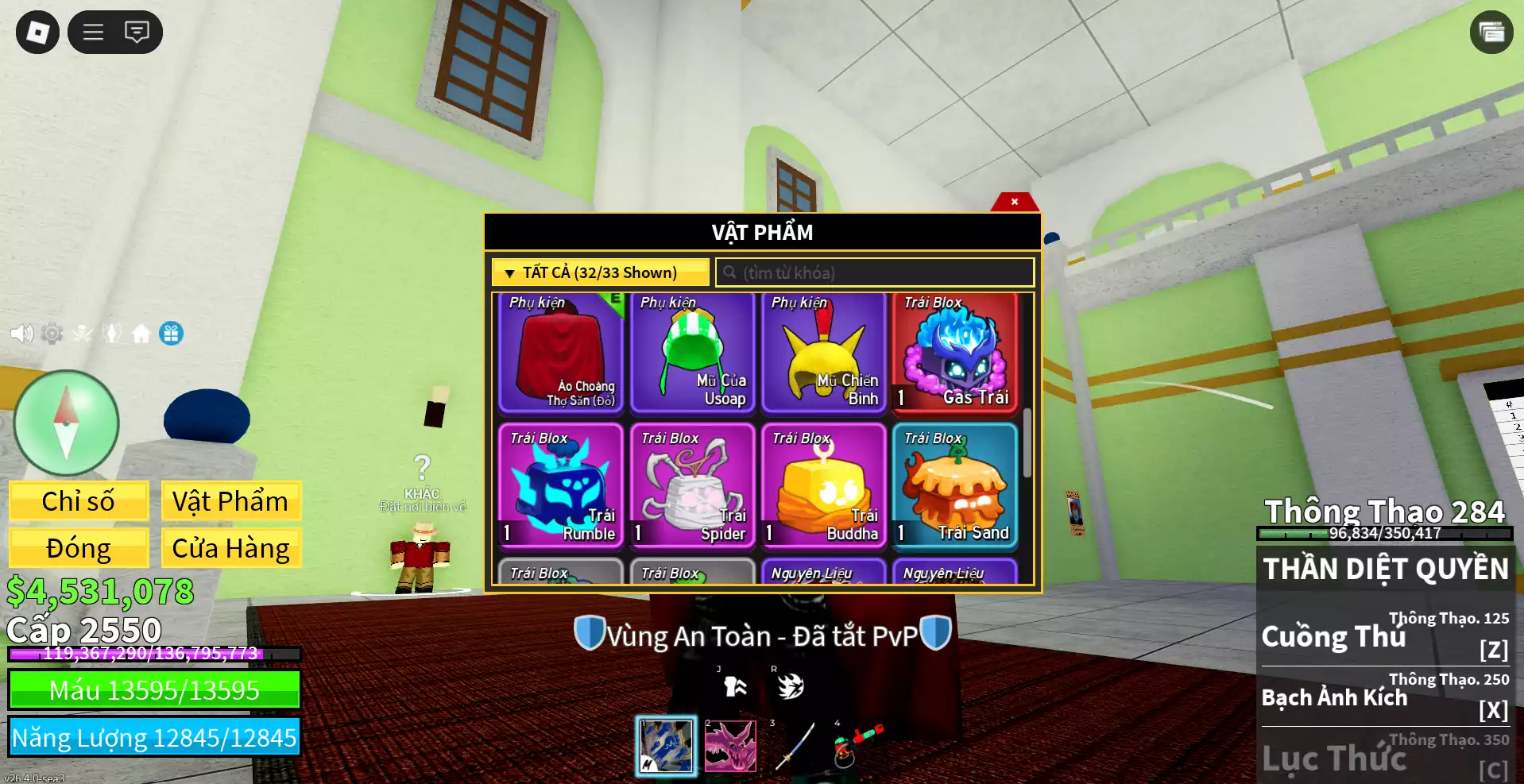 Godhuman +  Gas, Buddha rương + Lv 2550