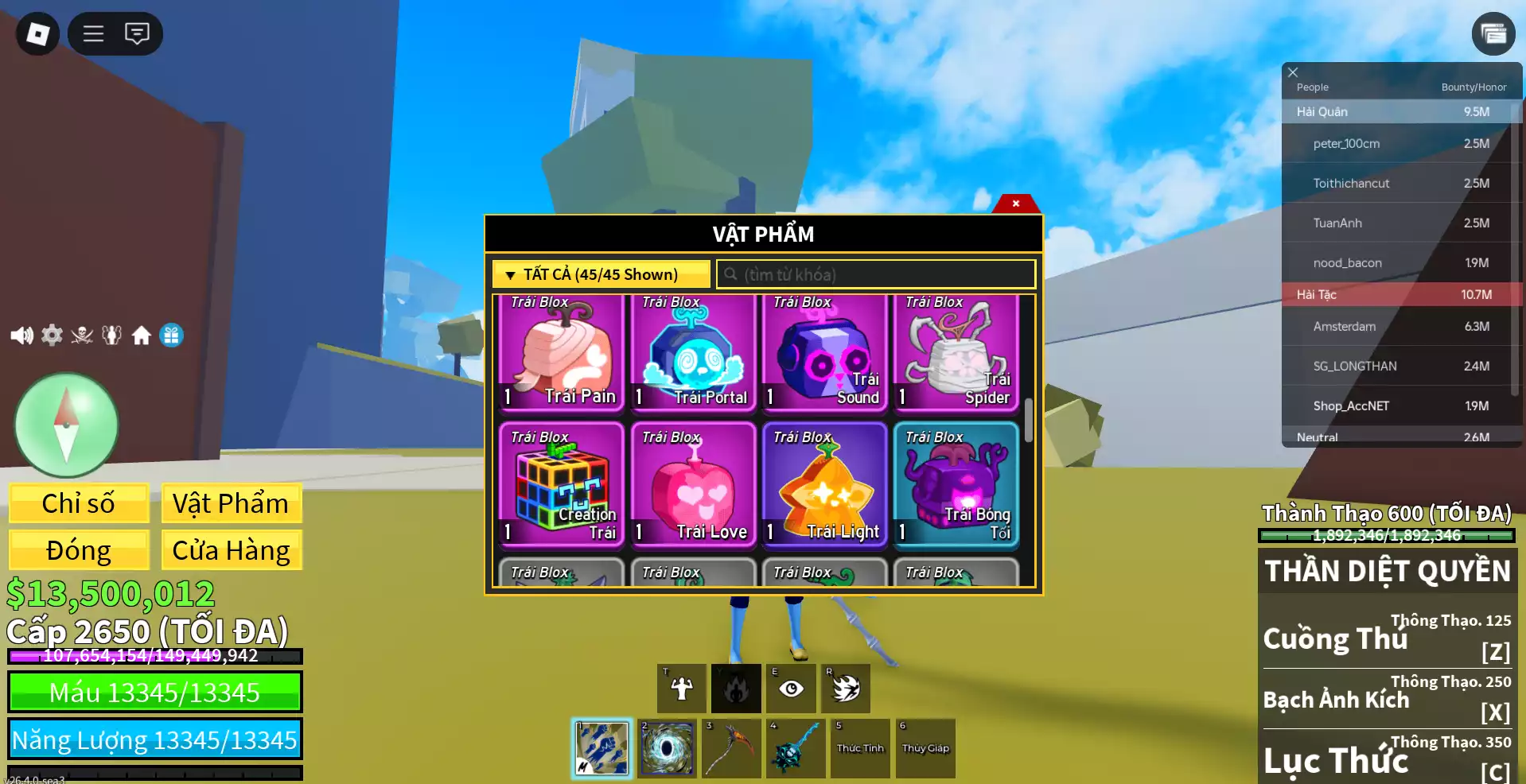 Cá V4 + Human V3 + Portal đang ăn và Portal rương + Godhuman + SG + Max level