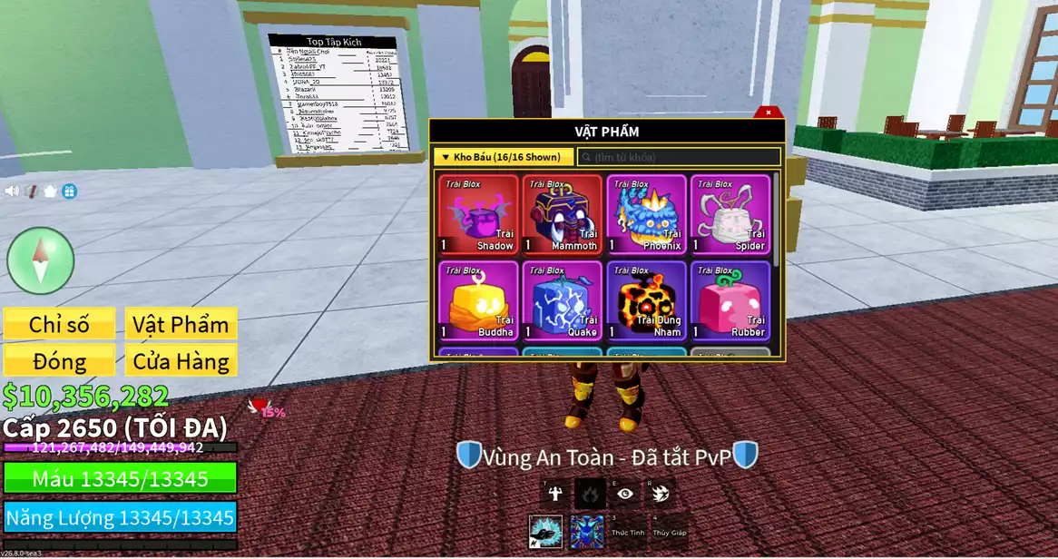 Kitsune đang ăn +  Shadow ,Mammoth  + Godhuman + Cá V4 full gear