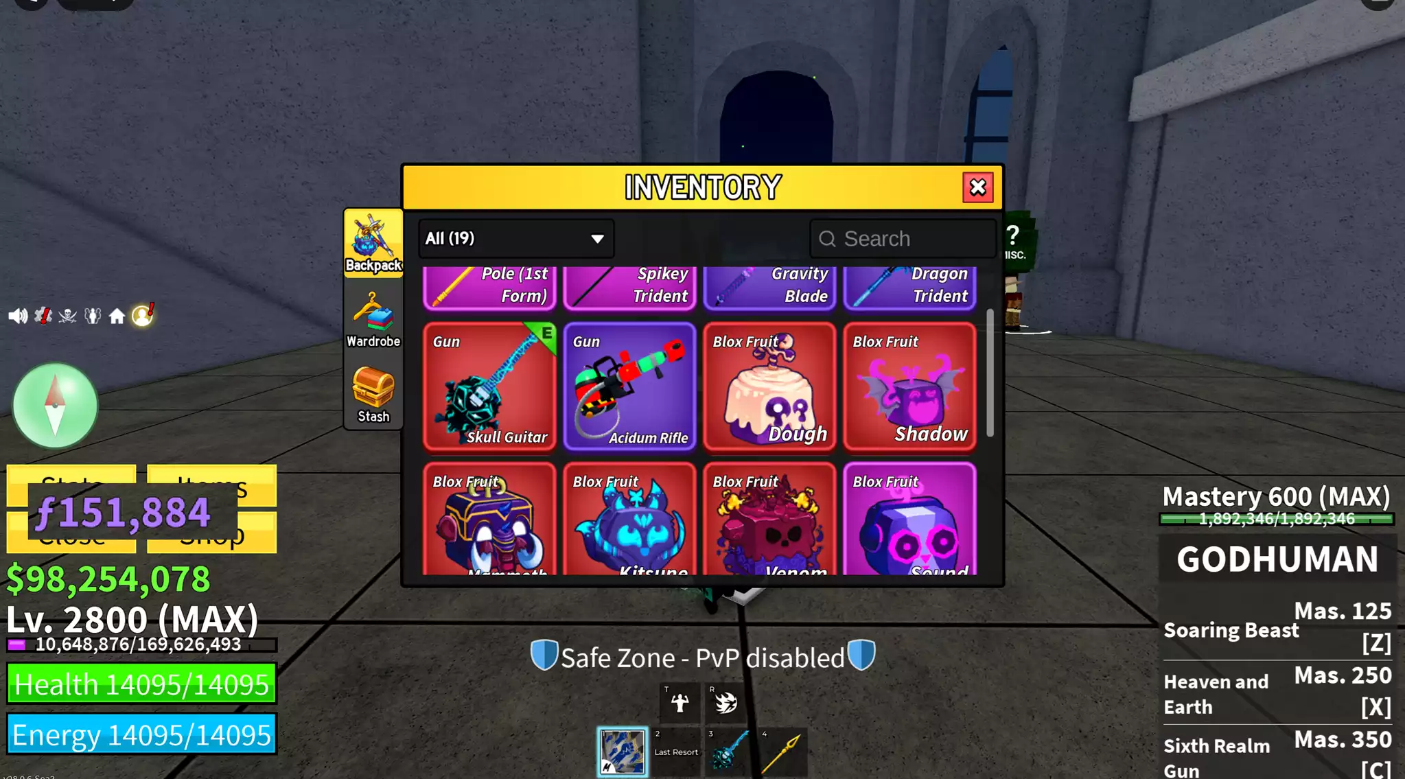 Kit rương, Beli và F nhiều khủng khiếp, Mochi, Ma Mút, Phật, Portal, level max, godhuman, nhiều võ full chiêu