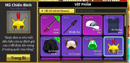 Hướng dẫn chi tiết cách lấy mũ Chiến Binh trong Blox Fruits